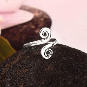 Sterling Silver Spiral Ring | Adjustable Swirl, Boho Style