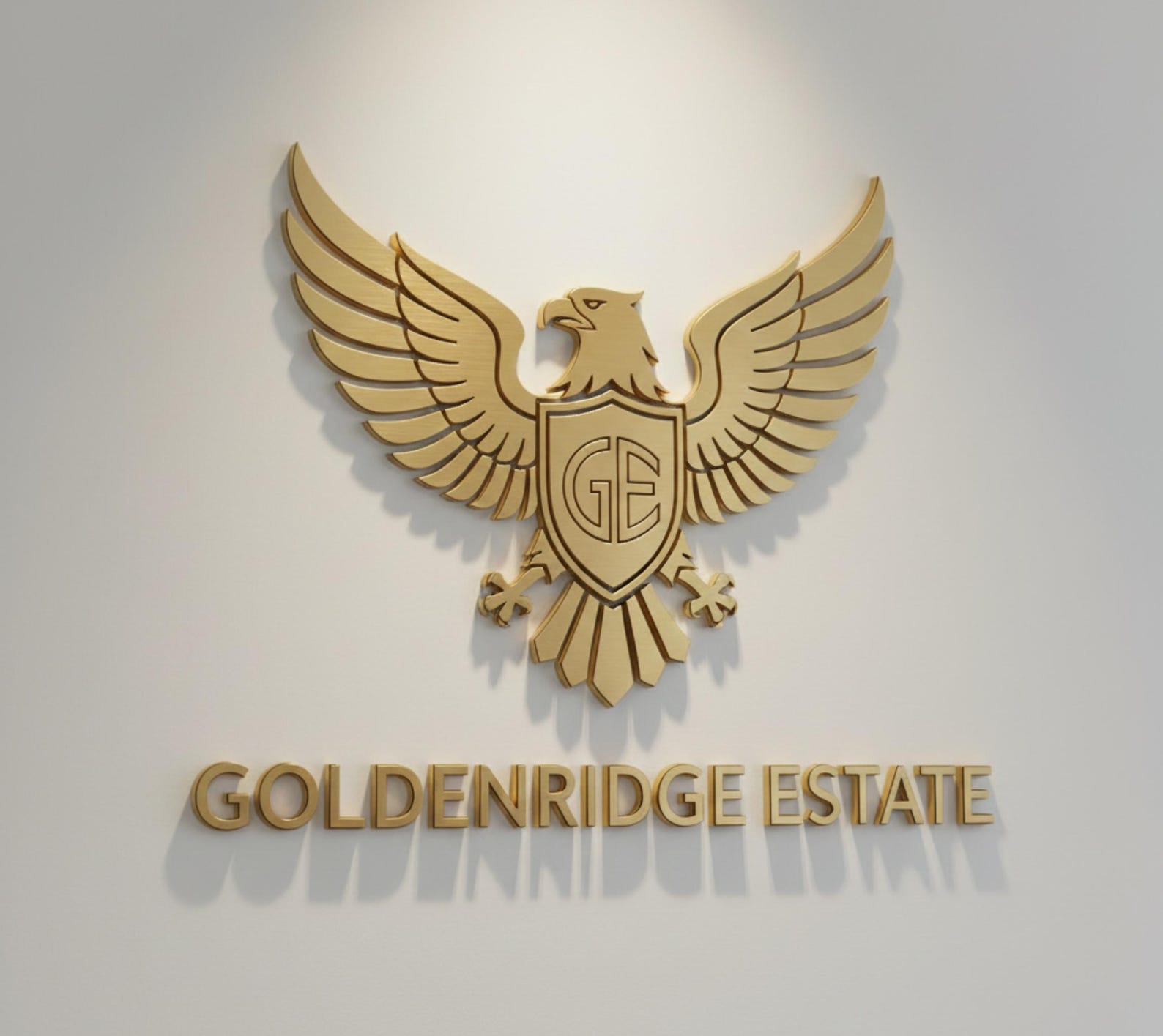 Custom 3d Cut Out Floating Metal Logo Sign: Gold Office Wall Logo Decor ...