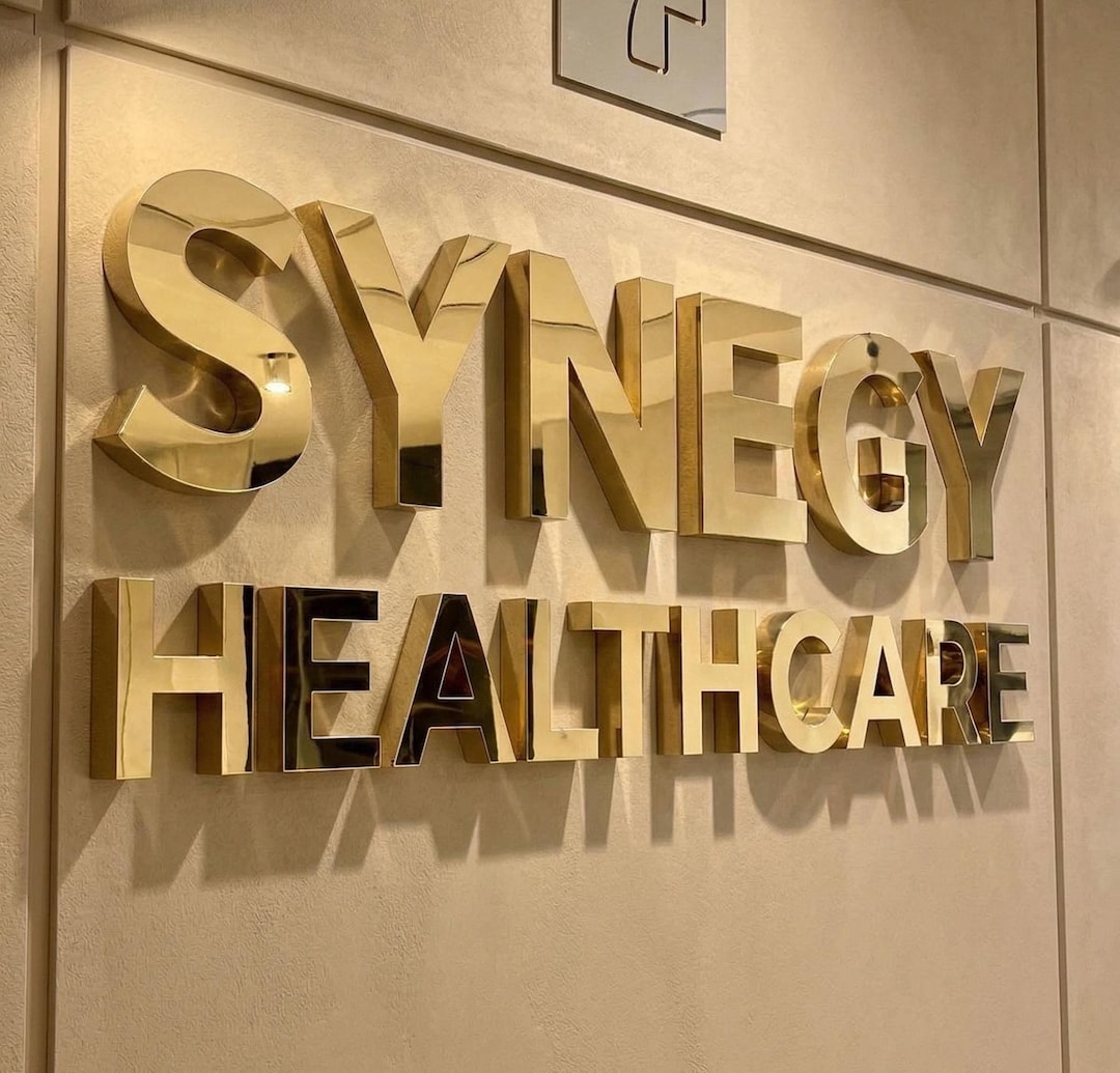 Custom Stainless Steel 3D Logo Sign, Laser Cut Brushed Metal Office ...
