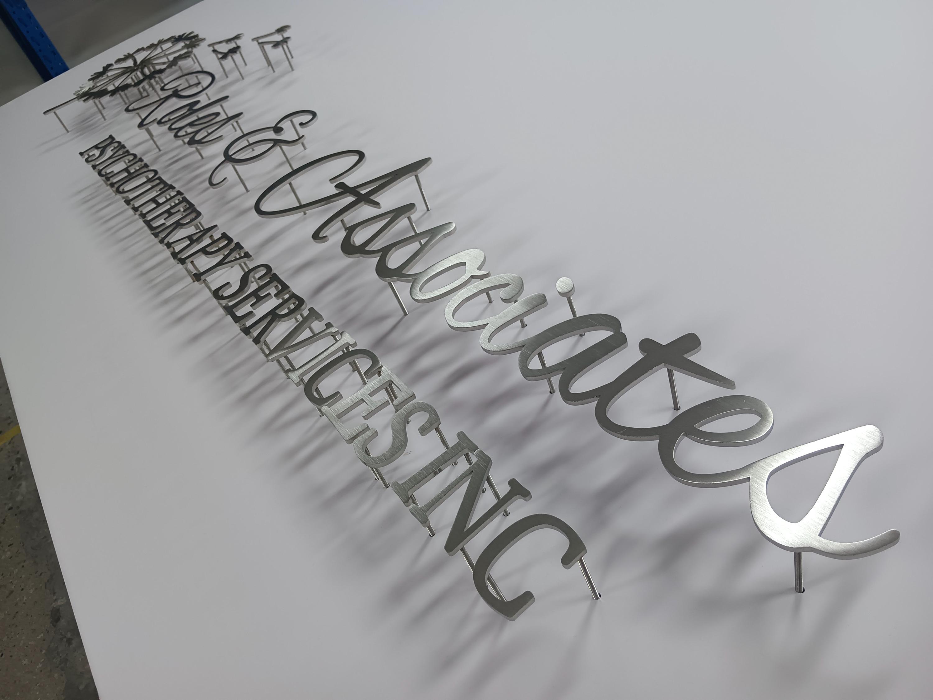 Float Lettering Custom Brushed Silver Floating Metal Letters Sign | Cut Out Raised 3D ...