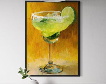 Margarita Poster - Mexican Drink Wall Art, Lime Cocktail Illustration, Bar Decor, Painterly Kitchen Print, Mexico l, Latin American, Travel
