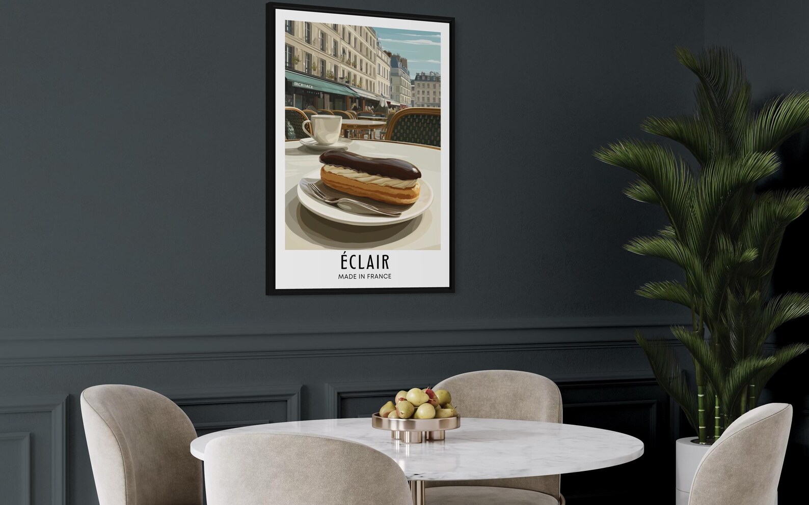 Éclair French Dessert Poster - Cream-filled Pastry Wall Art, Bakery ...