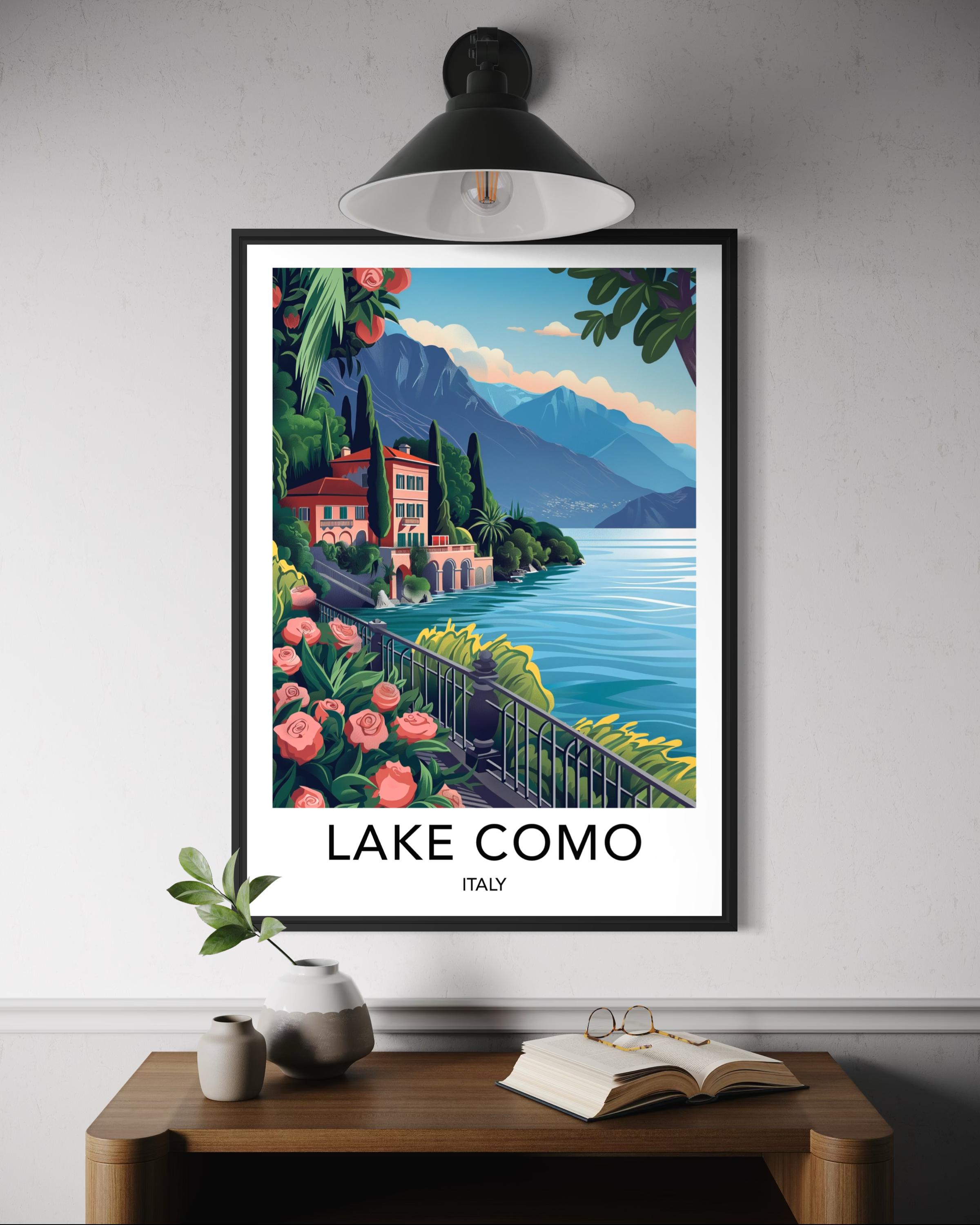 Lake Como Italy Poster - Italian Lakeside Print, Europe Travel Wall Art ...