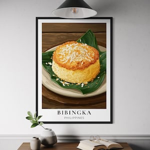 Bibingka Filipino Rice Cake Poster - Traditional Filipino Dessert Wall Art, Philippines Food Print, Southeast Asian Kitchen Decor, Asia Art