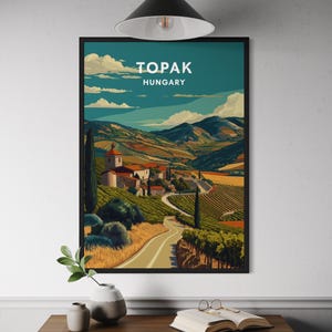 Topak Hungary Travel Poster - Scenic Landscape Wall Art, Hungarian Countryside Print, Vintage Style Travel Decor, Eastern Europe Artwork