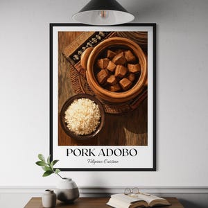 Pork Adobo Filipino Food Poster - Savory Stew Wall Art, Traditional Cuisine Illustration, Tropical Kitchen Decor, Comfort Food Print