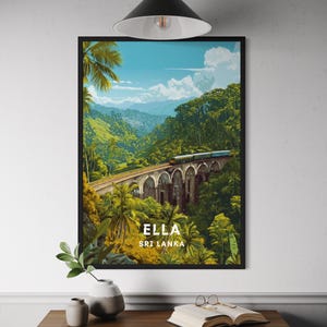 Sri Lanka Ella Travel Print - Nine Arch Bridge Poster, Railway Train Wall Art, Sri Lanka Landscape Poster, Ella Travel Decor, South Asia Art