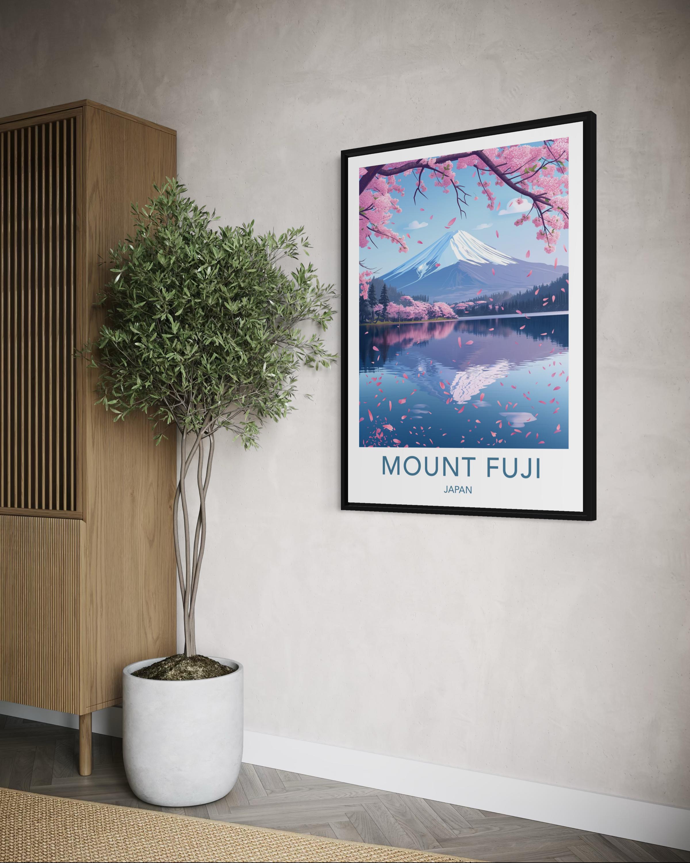 Mount Fuji Cherry Blossom Poster - Japan Spring Travel Wall Art, Pink ...