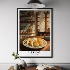 Pierogi Polish Food Poster - Traditional Dumpling Wall Art, Polish Kitchen Decor, Eastern European Cuisine Print, Comfort Food Illustration