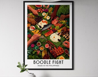 Boodle Fight Poster - Filipino Feast Wall Art, Kamayan Dining Print, Traditional Philippine Food Poster, Kitchen Decor, Travel Gift Asia