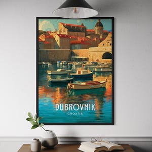 Dubrovnik Harbour Poster - Croatia Travel Wall Art, Adriatic Coast Print, Old Town Dubrovnik Decor, Mediterranean Seaside Art, Balkan Decor