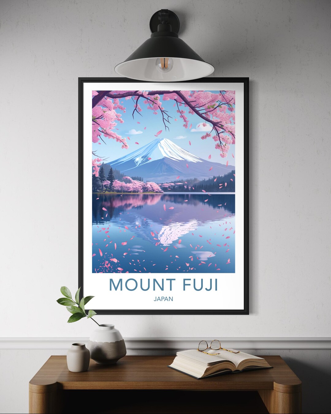 Mount Fuji Cherry Blossom Poster - Japan Spring Travel Wall Art, Pink ...