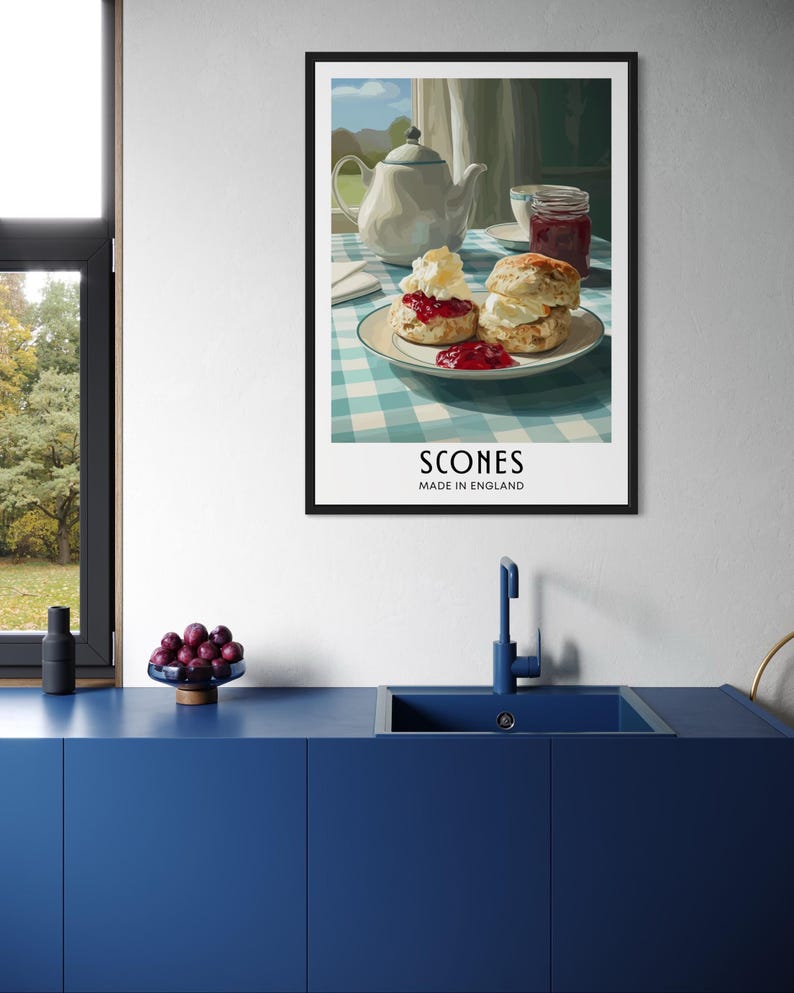 Scones Poster - British Dessert Wall Art, English Kitchen Decor ...