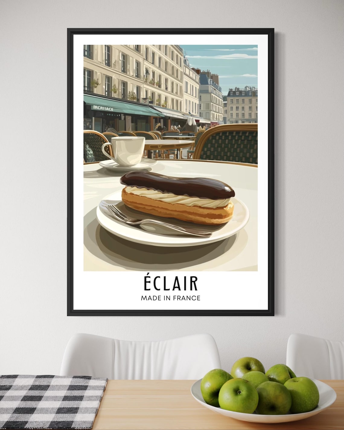 Éclair French Dessert Poster - Cream-filled Pastry Wall Art, Bakery ...