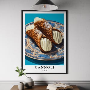 Cannoli Italian Dessert Poster - Sicilian Pastry Wall Art, Italian Kitchen Decor, La Dolce Vita Sweet Treat Print, Italy Food Art, Travel
