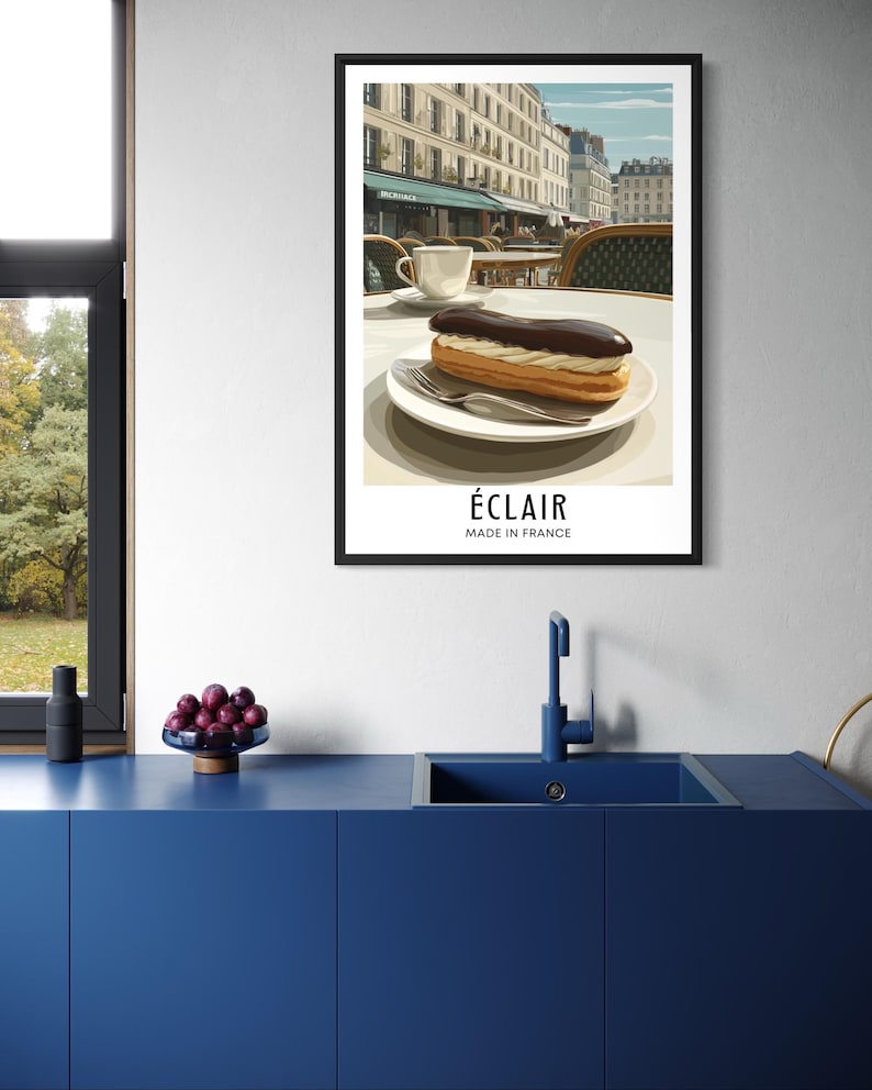 Éclair French Dessert Poster - Cream-filled Pastry Wall Art, Bakery ...