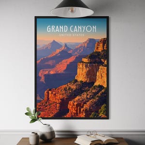 Grand Canyon Poster - Arizona Landscape Wall Art, National Park Decor, Southwest Travel Print, Scenic Nature Artwork, Hiking Gift, USA Art