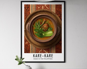 Kare-Kare Filipino Food Poster - Oxtail Peanut Stew Wall Art, Traditional Filipino Kitchen Decor, Southeast Asian Cuisine Print, Philippines