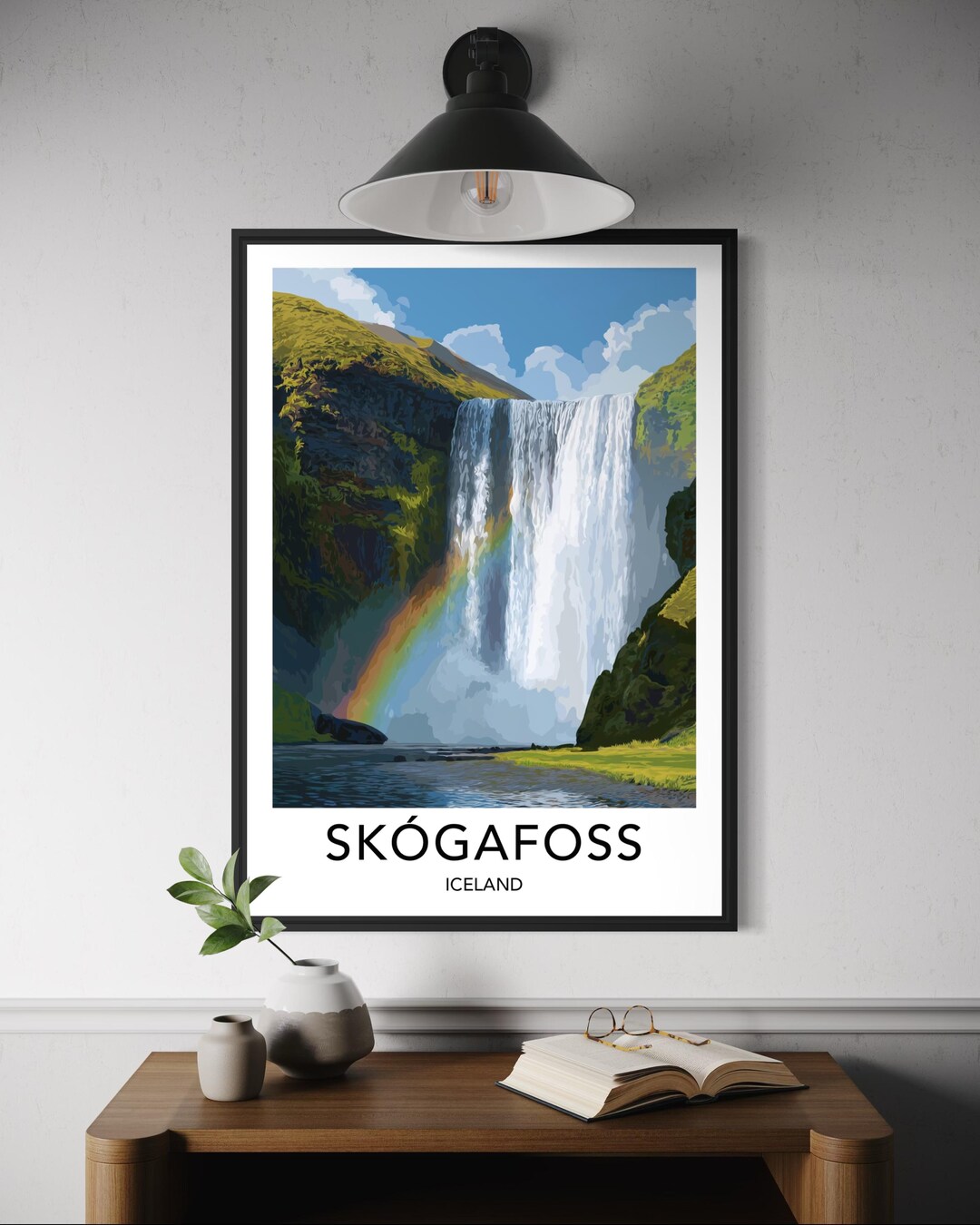 Skogafoss Iceland Poster – Waterfall Print, Icelandic Waterfalls Wall ...