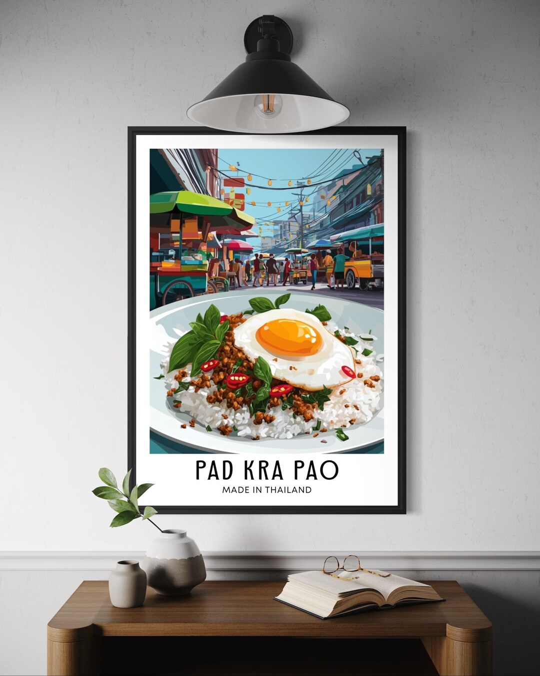 Pad Kra Pao Thai Food Poster - Stir Fry Art Print, Thailand Kitchen ...