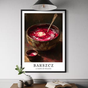 Barszcz Polnische Rübensuppe Kunstdruck – Osteuropäisches Food Illustration, Malerische Küchen Wand Kunst, Polen Küche Poster, Europa