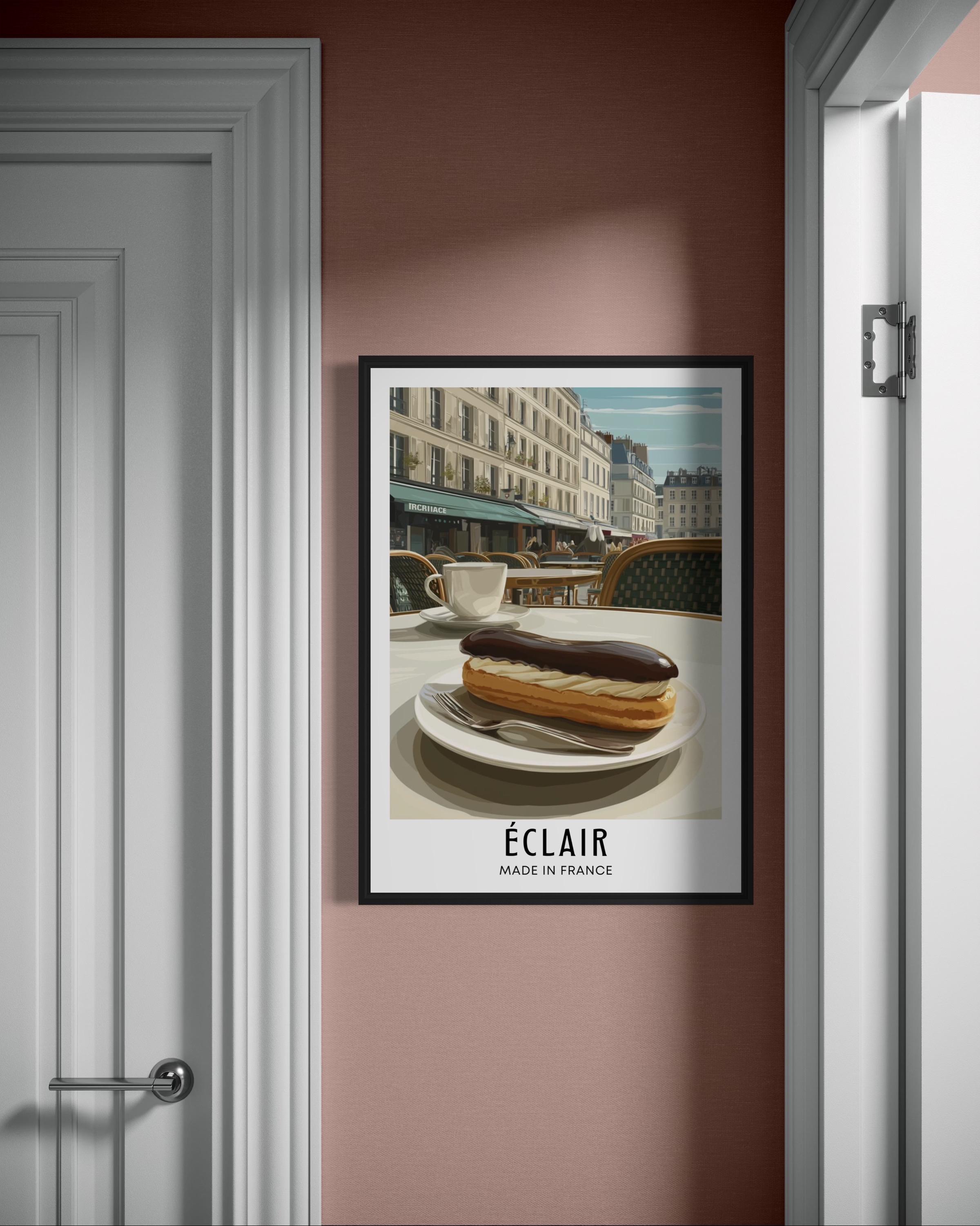 Éclair French Dessert Poster - Cream-filled Pastry Wall Art, Bakery ...