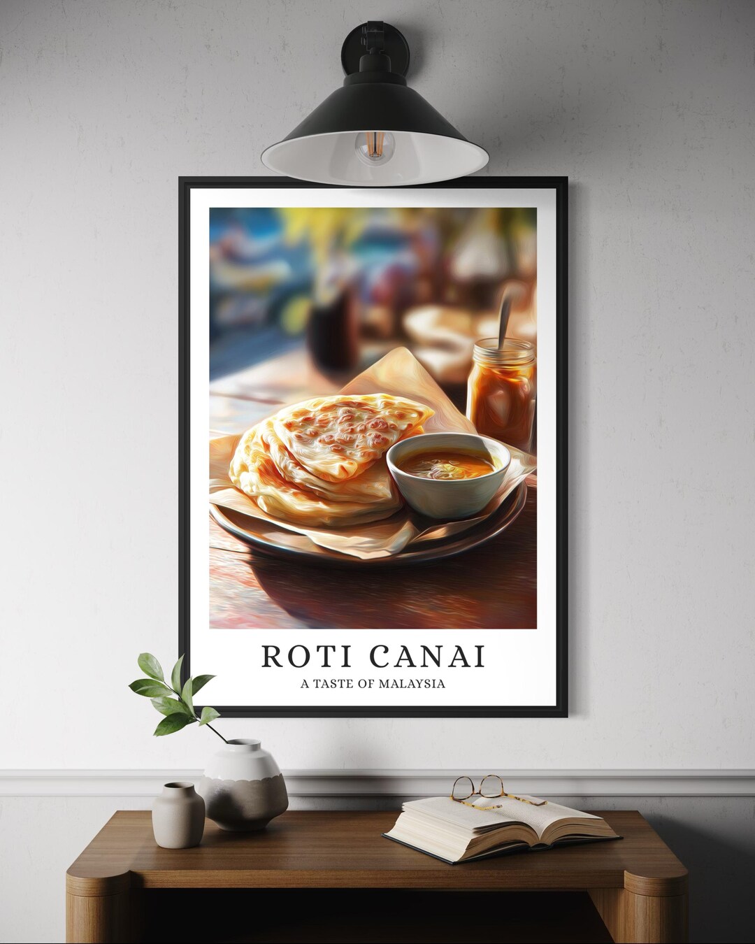 Poster Roti Design Roti Canai Malaysian Flatbread Print – Flaky Paratha With Curry Wall ...