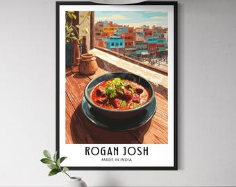 Rogan Josh Indian Curry Poster - Lamb Curry Wall Art, Indian Kitchen Decor, Spicy Comfort Food Print, South Asian Food, Curry Illustration