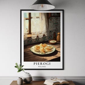 Pierogi Polish Food Poster - Traditional Dumpling Wall Art, Polish Kitchen Decor, Eastern European Cuisine Print, Comfort Food Illustration