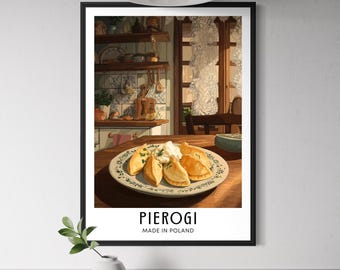 Pierogi Polish Food Poster - Traditional Dumpling Wall Art, Polish Kitchen Decor, Eastern European Cuisine Print, Comfort Food Illustration
