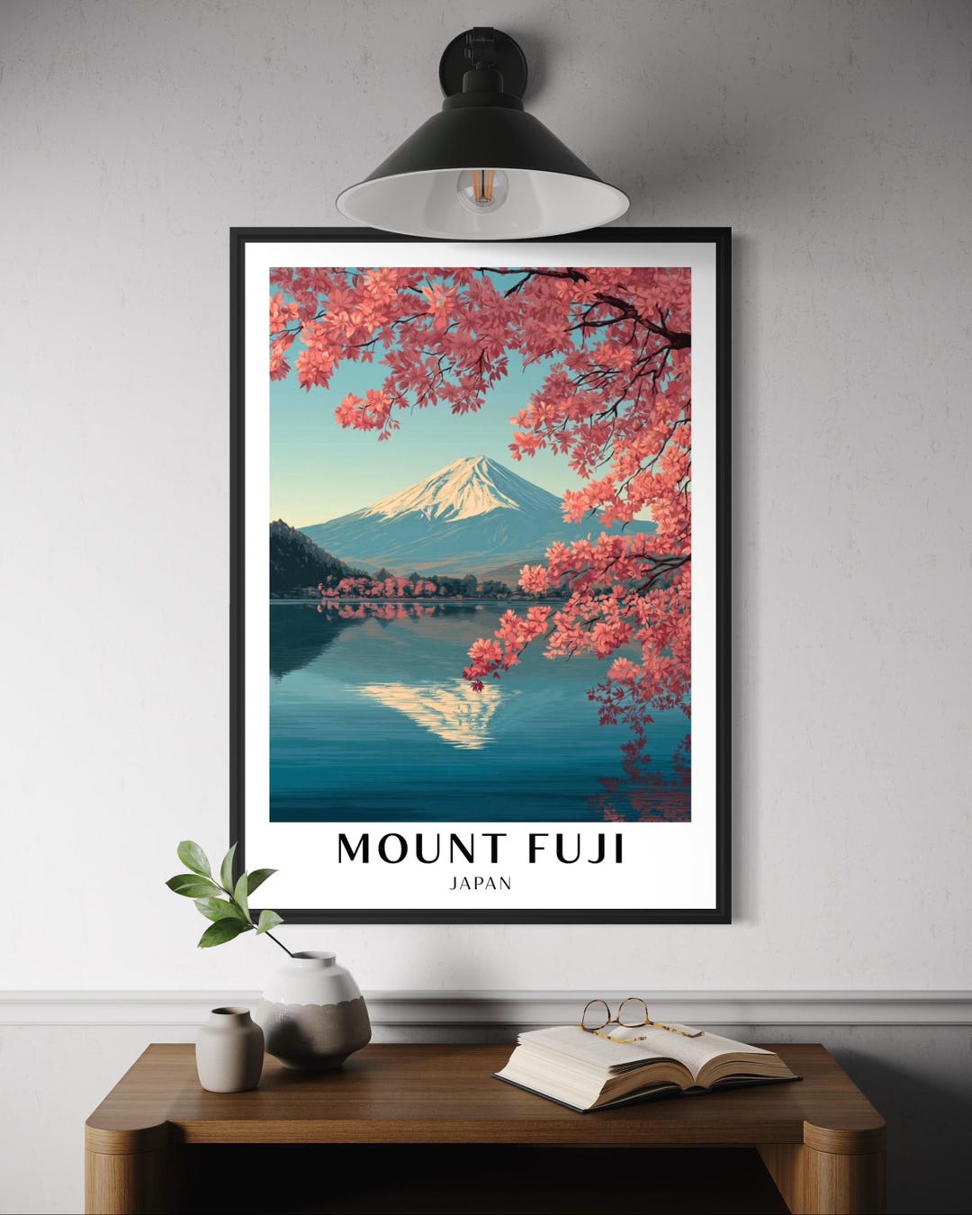 Mount Fuji Cherry Blossoms Wall Art - Japan Travel Poster, Spring ...