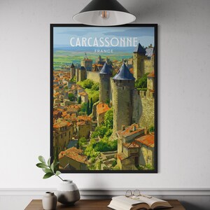 Carcassonne France Poster - Medieval Walled City Wall Art, Languedoc Travel Print, French Architecture Decor, European City Poster