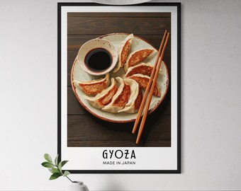 Gyoza Japanese Dumplings Poster - Asian Food Wall Art, Ramen Bar Kitchen Decor, Japanese Cuisine Print, Foodie Gift, Traveller Artwork