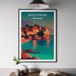Sveti Stefan Montenegro Poster - Adriatic Island Wall Art, Coastal Travel Print, Balkan Scenic Landscape, Europe Vacation Decor, Balkan Art