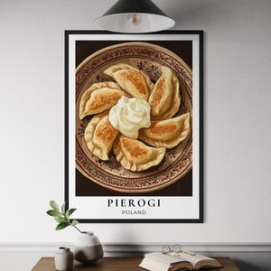 Pierogi Polish Food Poster - Traditional Dumpling Wall Art, Polish Kitchen Decor, Eastern European Cuisine Print, Comfort Food Illustration