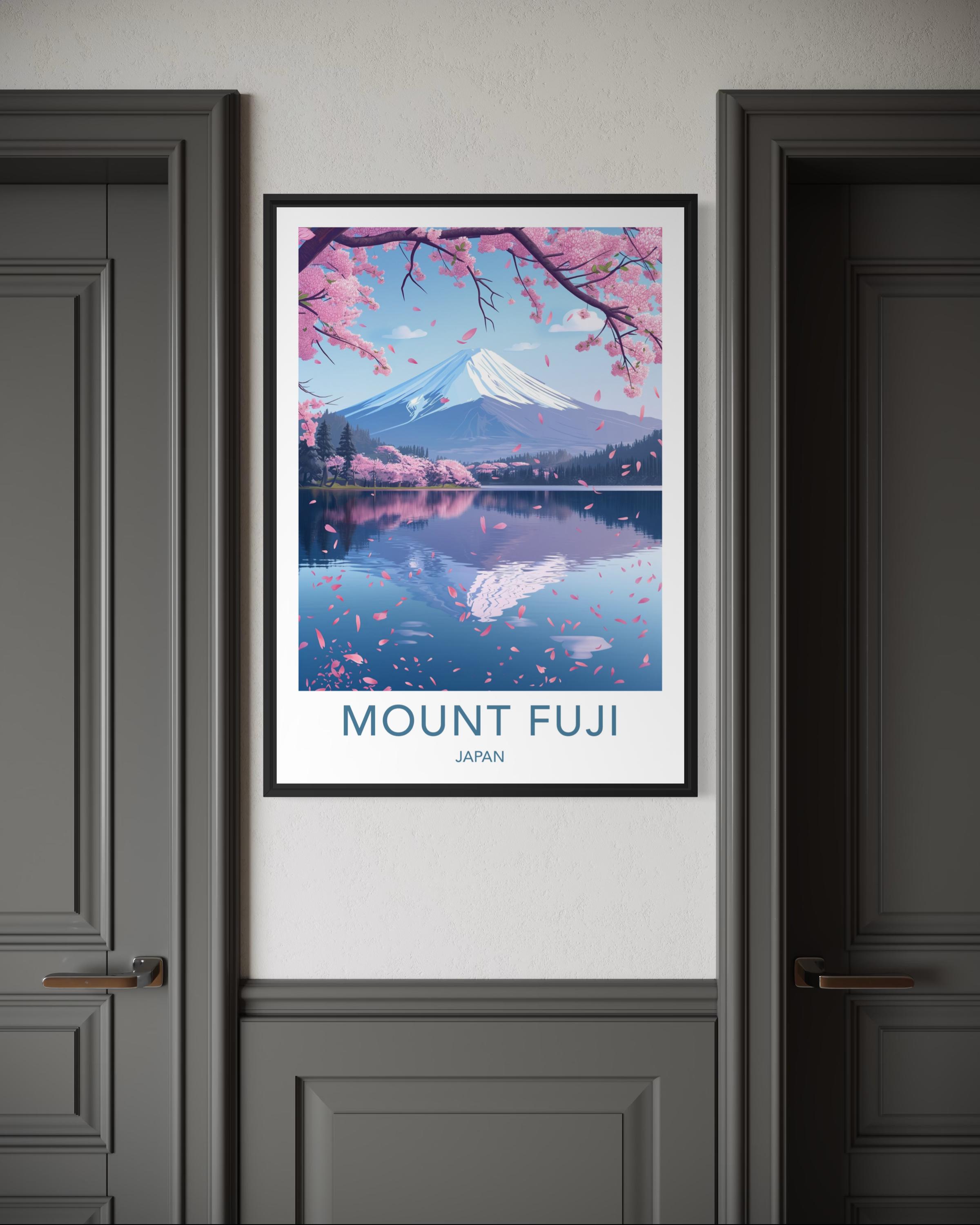 Mount Fuji Cherry Blossom Poster - Japan Spring Travel Wall Art, Pink ...