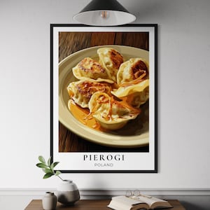 Pierogi Polish Food Poster - Traditional Dumpling Wall Art, Polish Kitchen Decor, Eastern European Cuisine Print, Comfort Food Illustration