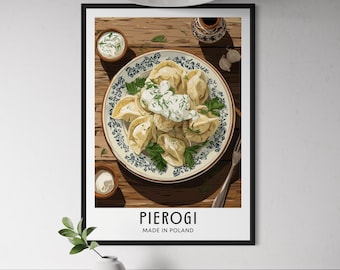 Pierogi Polish Food Poster - Poland Dumpling Illustration Wall Art, Polish Kitchen Decor, Eastern European Cuisine Print, Foodie Travel Gift