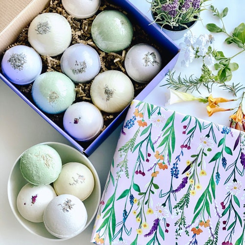 Bath Bomb Gift Set Bath Bomb Box Gift Under 50 Handmade Etsy