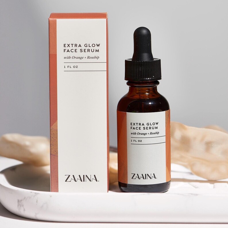 Natural Face Serum for Glowing Skin, Rose Geranium Face Serum, Natural Glow Face Oil, Hydrating Facial Serum, Rosehip Oil Skin Moisturizer Orange Lemongrass