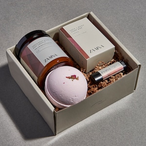 Coffret cadeau spa pour femme, coffret cadeau spa bio, panier relaxant fait main, kit coffret beauté spa, cadeau bain naturel pour elle ROSE BATH BOMB SET