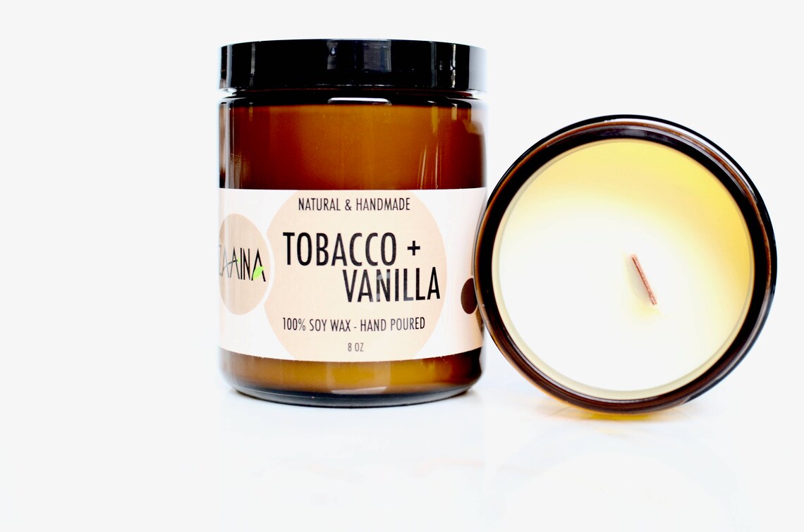 Tobacco Vanilla Soy Wood Wick Candle For Boyfriend Man Etsy
