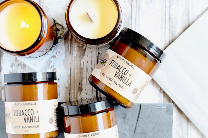 Tobacco Vanilla Soy Wood Wick Candle for Boyfriend Man Etsy