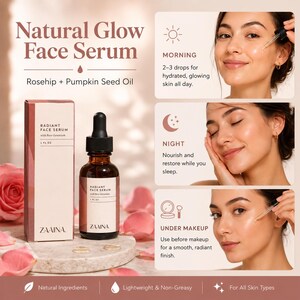 Natural Face Serum for Glowing Skin, Rose Geranium Face Serum, Natural Glow Face Oil, Hydrating Facial Serum, Rosehip Oil Skin Moisturizer Bild 5