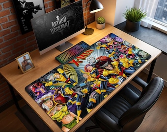 X-Men Marvel Mouse Pad - Wolverine, Cyclops & Storm Comic Desk Mat, Superhero Gaming Mat, Gift for Marvel Fans