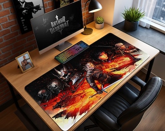 Witcher Battle Scene Desk Mat – Geralt, Ciri & Yennefer, Wild Hunt