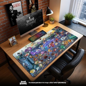 League of Legends Mini Champions Mouse Pad - Chibi LoL Gaming Desk Mat, Summoner’s Rift Anime Style, Gift for Gamers