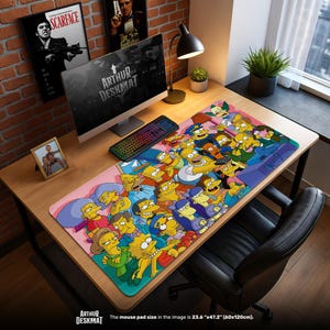 The Simpsons Mouse Pad - Colorful Springfield Character Collage, Retro TV Desk Mat, Cartoon Gaming Gift