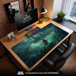 Wizard’s Legacy Mouse Pad - Dark Magic Castle Design with Sorcerer Silhouette, Fantasy Gaming Desk Mat, Spellcaster Gift