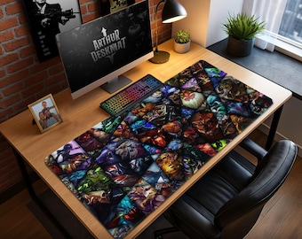 Dota 2 Hero Collage Mouse Pad – MOBA Esports Gaming Desk Mat